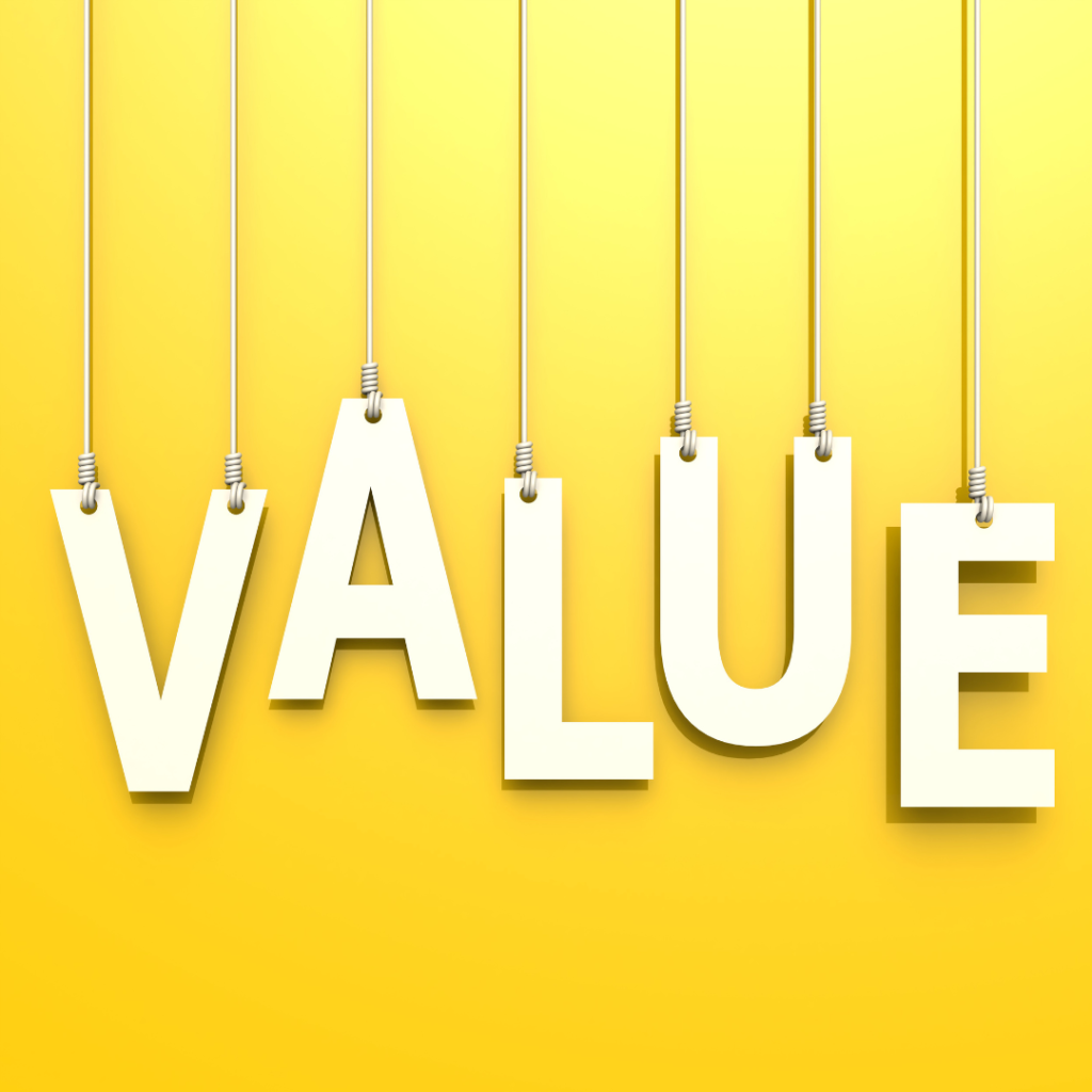 English language online value - gold letters on yellow background