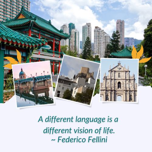 Photo collage of places where I have lived including Hong Kong, France, Spain and Macau.