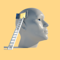 Mannequin head with ladder and window, representing trusted knowledge and experience.